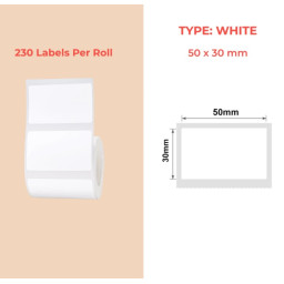 50*30 white Polypropylene (water proof, tear proof and oil proof) thermal labels 230/roll